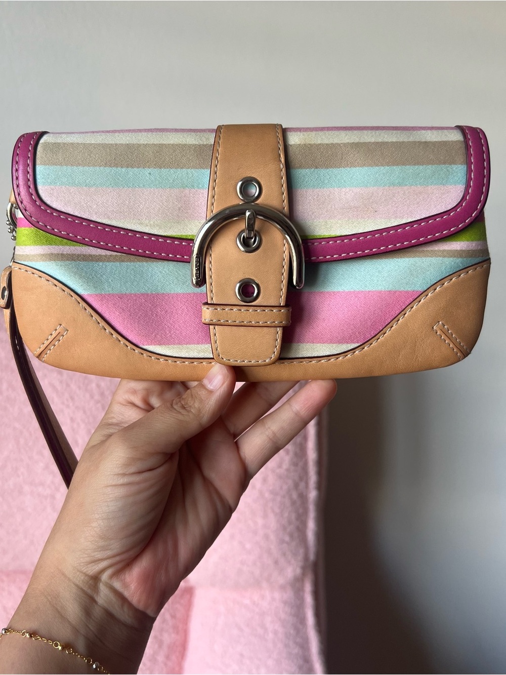 Vintage Coach SoHo Striped Wristlet